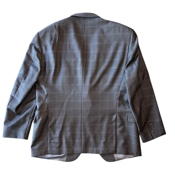 Peter Millar Men’s Luxury 50R Wool Blazer Grey Blue Windowpane Plaid Sport Coat - Picture 3 of 7